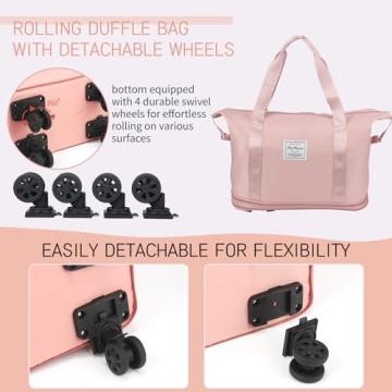 VOOWO Spacious Rolling Duffle Bag with Expandable Design