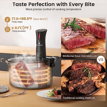 BLITZHOME Sous Vide Machine with WiFi App, Recipes & Accessories
