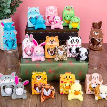 Sofier Valentine’s Gifts for Kids - Mini Animal Plush Toy Pack