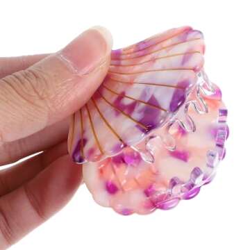 Lurrose Shell Shaped Hair Claw Clip, Fuchsia Mermaid Costume Accessory, 1 Count