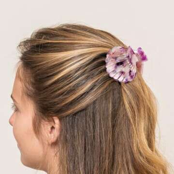 Lurrose Shell Shaped Hair Claw Clip, Fuchsia Mermaid Costume Accessory, 1 Count