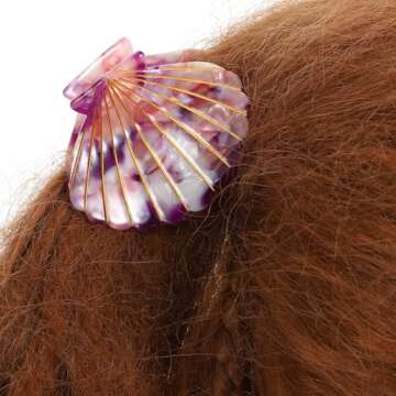 Lurrose Shell Shaped Hair Claw Clip, Fuchsia Mermaid Costume Accessory, 1 Count