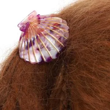 Lurrose Shell Shaped Hair Claw Clip, Fuchsia Mermaid Costume Accessory, 1 Count