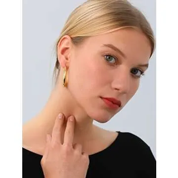 PABBEU 14k Chunky Gold Hoop Earrings for Women