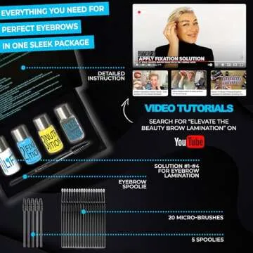 Elevate the Beauty Eyebrow Lamination Kit | At Home DIY Brow Lamination Kit For Instant Lift | Professional Eye Brow Supplies for Fuller Eyebrows | Home and Salon Use | Laminado de Cejas