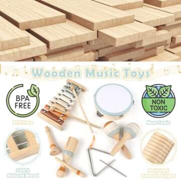 Vanplay Montessori Toys for 1 Year Old Girls Gifts: 6 in 1 Musical Instruments for Toddlers 1-3, Infant Music Toy for Babies 6-12-18 Months with Boho Xylophone, Birthday Gifts for 1 2 3 Year Old Boys