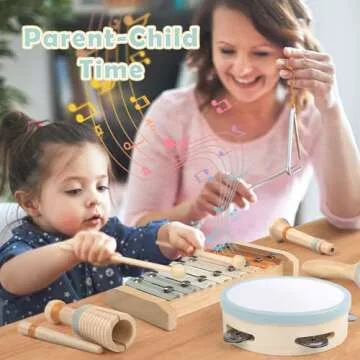 Vanplay Montessori Toys for 1 Year Old Girls Gifts: 6 in 1 Musical Instruments for Toddlers 1-3, Infant Music Toy for Babies 6-12-18 Months with Boho Xylophone, Birthday Gifts for 1 2 3 Year Old Boys