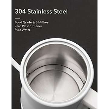 MN Meet Your Needs | Gooseneck Electric Kettle, Glowing Design, 1200W Rapid Boiling, 100% Food-Grade Stainless Steel Pour Over Coffee & Tea Kettle, STRIX Auto Shutoff Protection | Matte White - 0.8L