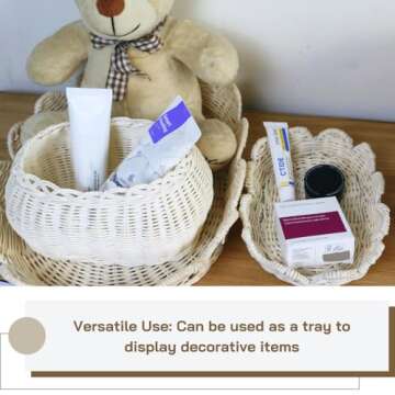 Scalloped Basket with Lid Set of 3,Stackable Baskets for Organizing, Scalloped Wicker Basket, Woven Basket With Lid, Rattan Storage Baskets with Lid, Basket With Lid Decorative Storage