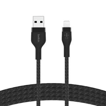 Belkin BoostCharge Pro Flex Braided USB A to Lightning Cable 10ft/3M - MFi Certified 20W Power Delivery iPhone Charger Cord - Apple Charger USB A Cable - Fast Charging for iPhone 14, iPhone 13 - Black
