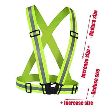 Amprich Reflective Vest Running Gear 2Pack,Adjustable High Visibility Safety Vest for Night Cycling,...