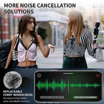 Furneet 2 Pack Wireless Lavalier Microphone for iPhone iPad, Wireless Microphone for iPhone, Wireless Lapel Microphone with Clear Audio for Recording, Live Streaming, YouTube, Facebook, and TikTok