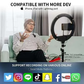 Furneet 2 Pack Wireless Lavalier Microphone for iPhone iPad, Wireless Microphone for iPhone, Wireless Lapel Microphone with Clear Audio for Recording, Live Streaming, YouTube, Facebook, and TikTok