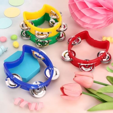 Vibrant 4 Pack Mini Tambourines for Fun Music Experiences