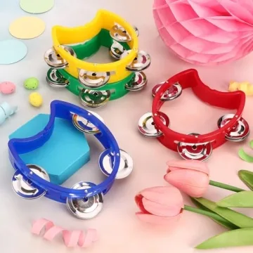 Vibrant 4 Pack Mini Tambourines for Fun Music Experiences
