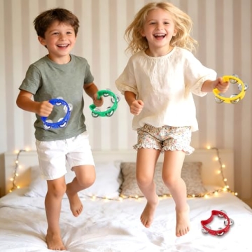 Vibrant 4 Pack Mini Tambourines for Fun Music Experiences
