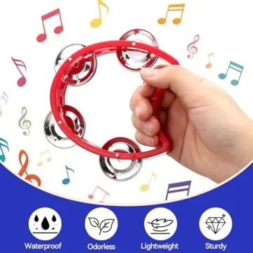 Vibrant 4 Pack Mini Tambourines for Fun Music Experiences