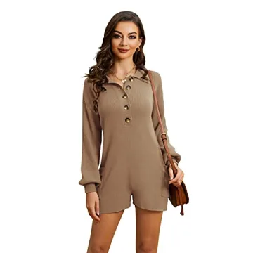 Tymidy Long Sleeve Jumpsuit for Women - Comfy Knit Romper
