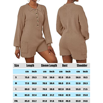 Tymidy Long Sleeve Jumpsuit for Women - Comfy Knit Romper