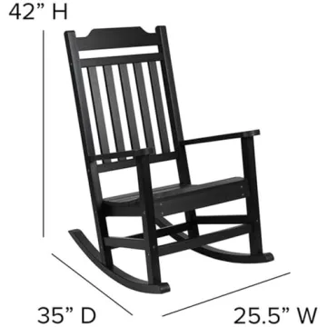 Flash Furniture Winston All-Weather Rocking Chair in Black