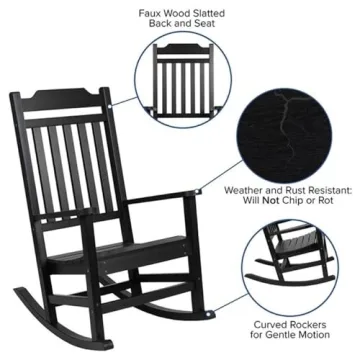 Flash Furniture Winston All-Weather Rocking Chair in Black