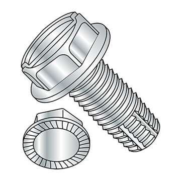 Small Parts 3716FSWS Steel Thread Cutting Screw, Zinc Plated Finish, Serrated Hex Washer Head, Slott...