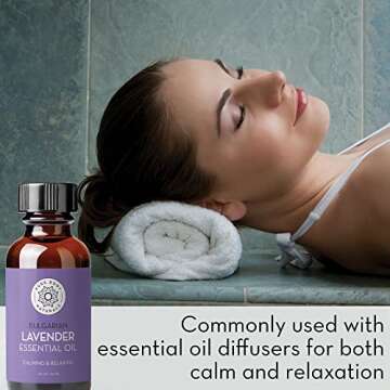 Pure Body Naturals Bulgarian Lavender Essential Oil by Pure Body Naturals, 1 Fluid Ounce - 100% Pure, Independently Tested, Therapeutic Grade Lavender Essential Oil for Diffuser Aromatherapy