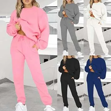 2 Piece Outfits for Women Lounge Sets Loose Fit Sweatsuits Casual Long Sleeve Sweatshirt Pant Tracksuit Loungewear Set