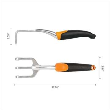 Fiskars Ergo Cultivator for Digging, Aerating Soil, and Weeding, Heavy Duty Garden Tool with Hanging Hole