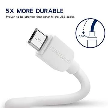 SMALLElectric Micro USB Cable (5-Pack, 6FT) Android Charger, Long Android Phone Charger Cord for Samsung Galaxy S7 S6 Edge J7 S5,Note 5 4,LG 4 K40 K20,MP3,Kindle,Tablet,White