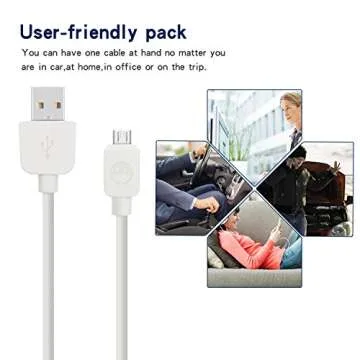 SMALLElectric Micro USB Cable (5-Pack, 6FT) Android Charger, Long Android Phone Charger Cord for Samsung Galaxy S7 S6 Edge J7 S5,Note 5 4,LG 4 K40 K20,MP3,Kindle,Tablet,White