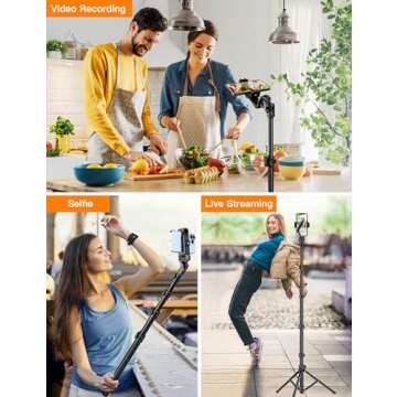 Phone Tripod, 86" Tall Tripod for iPhone with Flexible Gooseneck & Remote, Portable Cellphone Tripod Stand, Aluminum Travel Tripod for Selfies, Video Recording, Compatible with iPhone Android