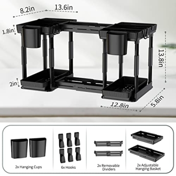 Expandable Under Sink Organizer 2 Pack with Adjustable Design