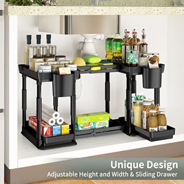 Expandable Under Sink Organizer 2 Pack with Adjustable Design