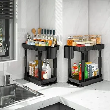 Expandable Under Sink Organizer 2 Pack with Adjustable Design