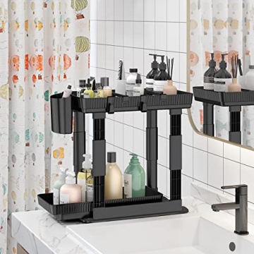Expandable Under Sink Organizer 2 Pack with Adjustable Design
