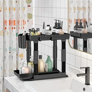 Expandable Under Sink Organizer 2 Pack with Adjustable Design