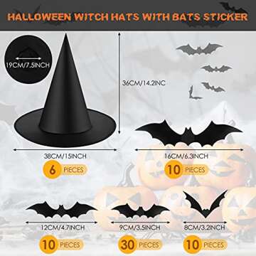Sumind Halloween Decorations: Witch Hats & 3D Bats Set