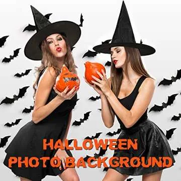Sumind Halloween Decorations: Witch Hats & 3D Bats Set