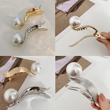 Stylish Pearl Hair Claw Clips Elegant Nonslip Gift
