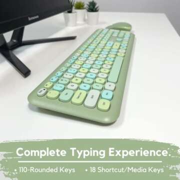 X9 Green Keyboard and Mouse Combo - 2.4G Wireless Connectivity - Transform Your Space with a Cute Wireless Keyboard and Mouse Retro Set - Colorful Keyboard and Mouse - Aesthetic Keyboard