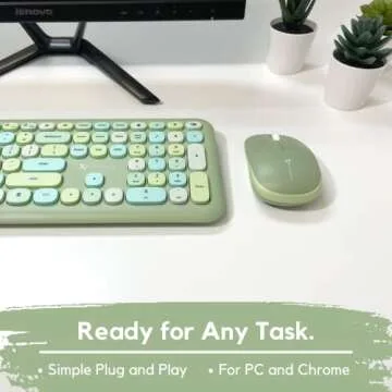 X9 Green Keyboard and Mouse Combo - 2.4G Wireless Connectivity - Transform Your Space with a Cute Wireless Keyboard and Mouse Retro Set - Colorful Keyboard and Mouse - Aesthetic Keyboard