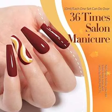 Born Pretty Fall Winter Gel Nail Polish Cozy Campfire Autumn Gel Polish Set Red Caramel Orange Brown Pumpkin Gel Nail Kit Nail Art Manicure Collection Christmas Gift 6PCS 7ML