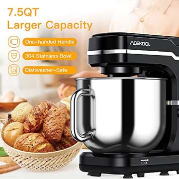 7.5QT Stand Mixer | Powerful 10-Speed Electric Food Mixer