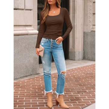 AUTOMET Women’s Long Sleeve Ribbed Tops for Fall 2025