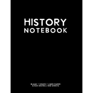 History Notebook: Black Grid + Lined Paper Study Journal by schoolnest