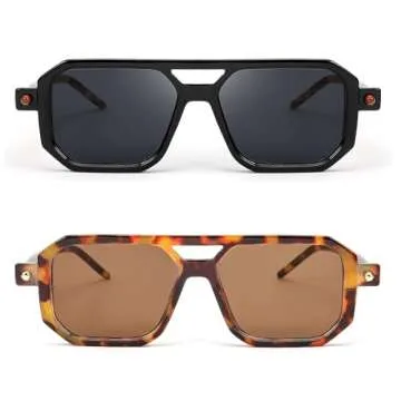 BUTABY Retro Square Sunglasses with UV400 Protection