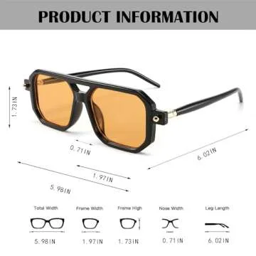 BUTABY Retro Square Sunglasses with UV400 Protection