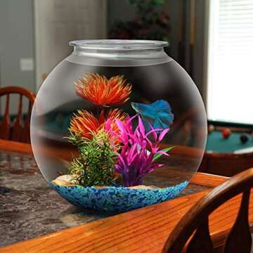 Koller Products 1.5 gallon Fish Bowl, Crystal Clear Clarity with Shatterproof Plastic Fish Bowl for Betta/Nano/Goldfish, Wedding Event Home Decor
