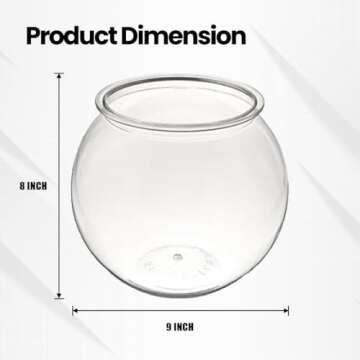 Koller Products 1.5 gallon Fish Bowl, Crystal Clear Clarity with Shatterproof Plastic Fish Bowl for Betta/Nano/Goldfish, Wedding Event Home Decor